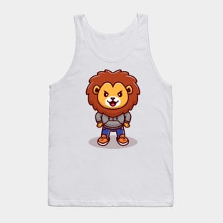 Cute Lion Mascot Cartoon Tank Top